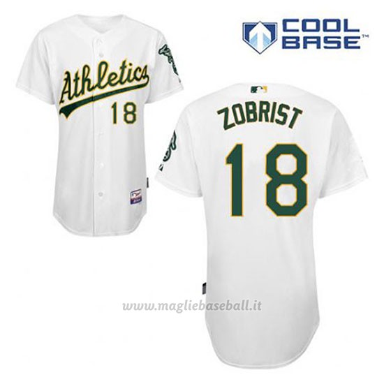 Maglia Baseball Uomo Oakland Athletics Ben Zobrist 18 Bianco 1ªCool Base